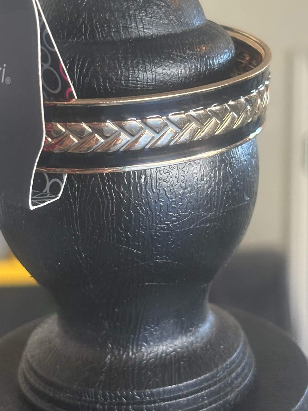 Womens gold Tone Braided Bangle Bracelet - Black Accent